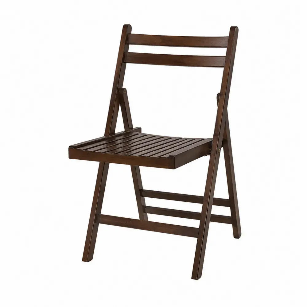 Silla plegable de madera maciza de haya con asiento rectangular de listones marrón oscuro 45 x 50 x 80 cm