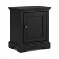 Mesita de noche rectangular con puerta y tirador metálico MDF negro y dorado envejecido 45 x 40 x 55 cm