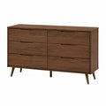 cómoda de 6 cajones de MDF efecto madera roble marrón estructura horizontal 120 cm x 40 cm x 80 cm
