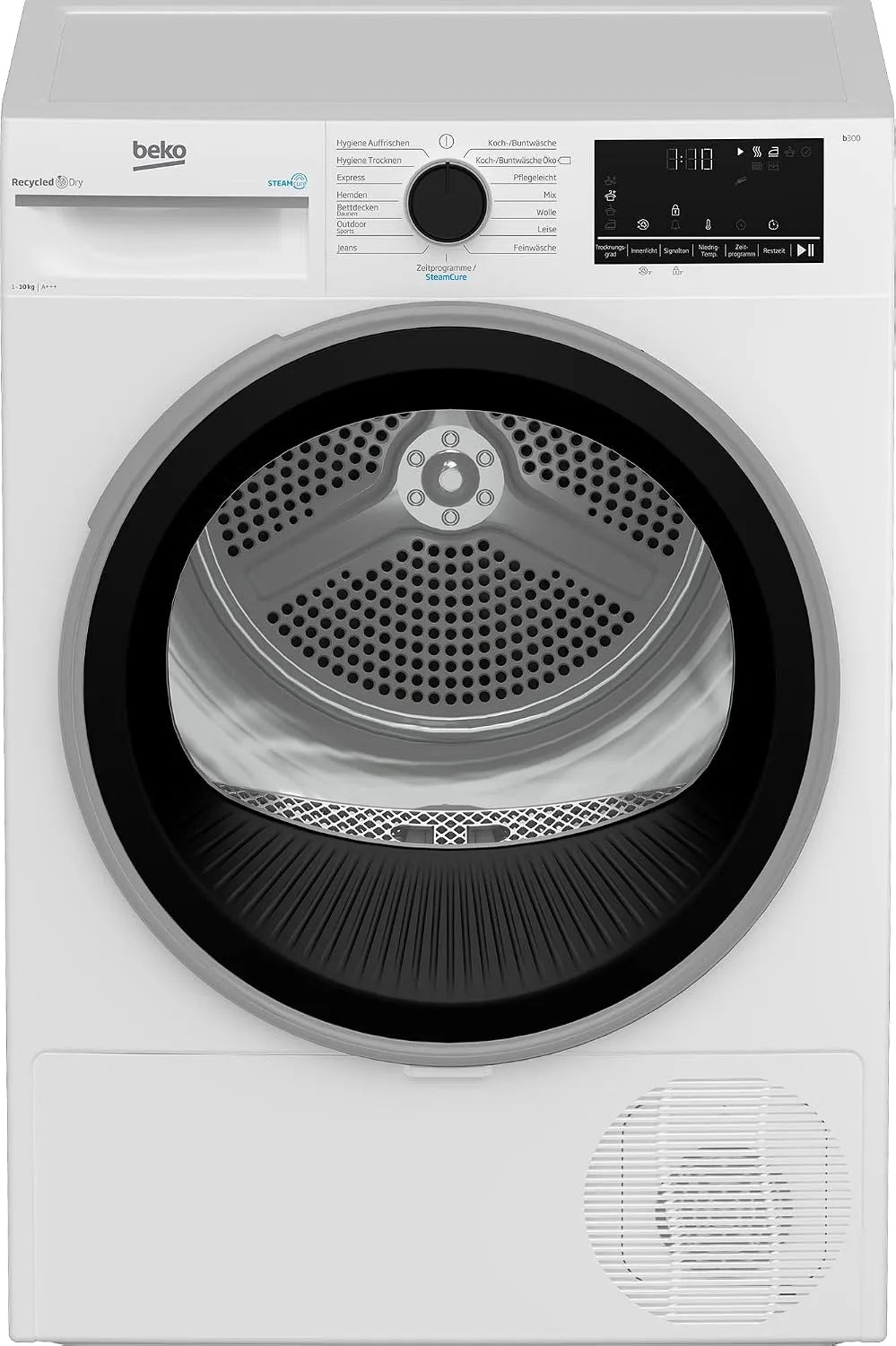 Beko B3T442491, Varmepumpetørretumblere, Varmepumpetørrer 10 kg, SteamCure - dampfunktion, allergisk, Aquawave køletromle, Hvid, 442491 V, 10 kg