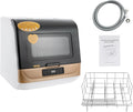 DHQCQL IPX1, Bordopvaskemaskiner, 44.8cm Mini opvaskemaskine, 800W bordopvaskemaskine med 3 vaskningsprogrammer, Guld, 44.8cm, 800W, 3 v, 220V