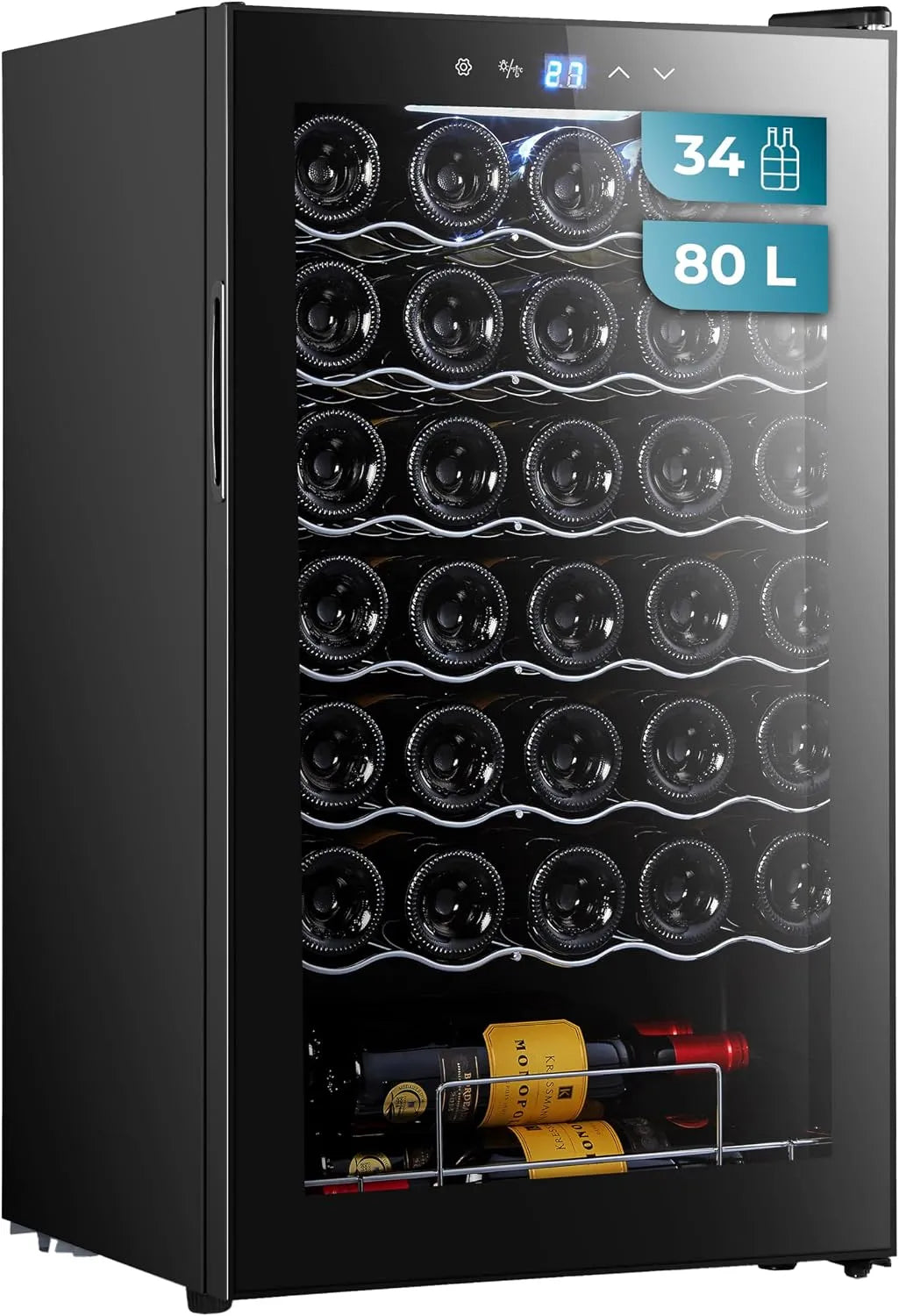Cecotec, Barkøleskabe, Vinoteca 34 flasker Bolero Grandsommelier 34030 sort Compressor, 80 l, Sort, 41 dB