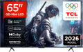 TCL 65T8D, Bærbare TV'er, QD- Mini LED 65- tommer TV, 4K Smart TV, Google TV, 144 Hz, Sort, Mini LED, 4K, QLED