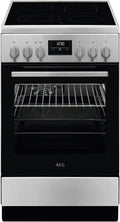 AEG CCB544OCBM, Komfurer, stående komfur med glas keramik kogetop 50cm, A, 1 par teleskopiske skinner, Sølv, 50cm, 4L, 6L, 33cm