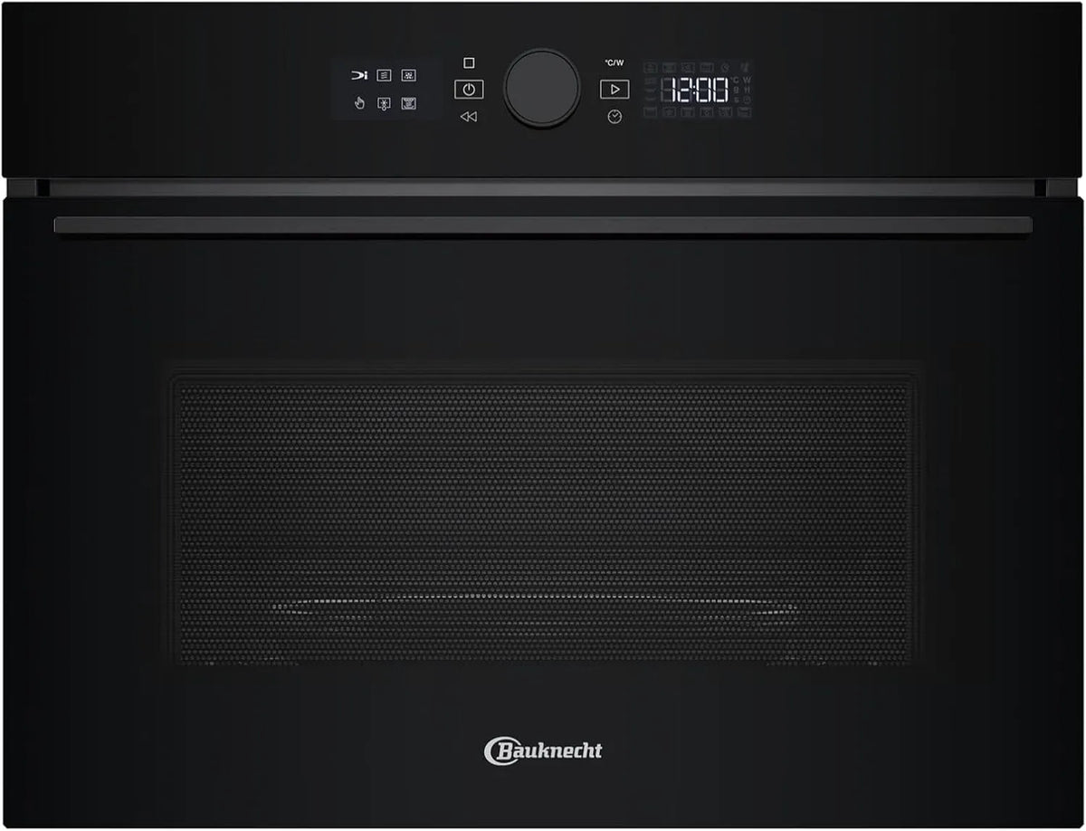Bauknecht BMW57DMK, Mikrobølgeovn med varm luft, build- i mikroovn med grill og varm luft Sort glas, Sort / sølv, 900 w, 40 l, 40 cm, 1600 w