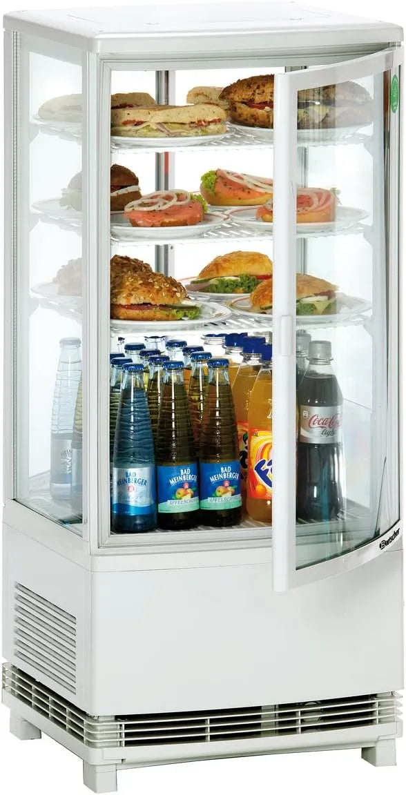 Bartscher, Kølemontrer, DOMSTOLEN I MINI VITRINE 86L, HVIDT, Hvid, 86L, 0.16 kW, 230 V, 980 mm