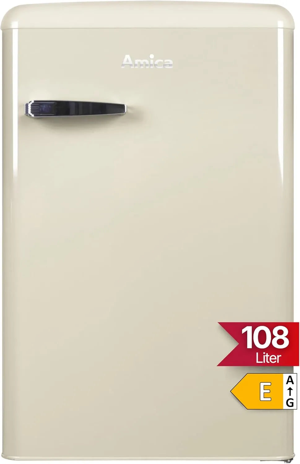 Amica, Køle-/fryseskabe, Retro Fridge- Freezer Kombination 108 L 87, 5 x 55 x 61, 5 cm KS 15615 B, Hvid, 108 L, 5 cm, 95 l