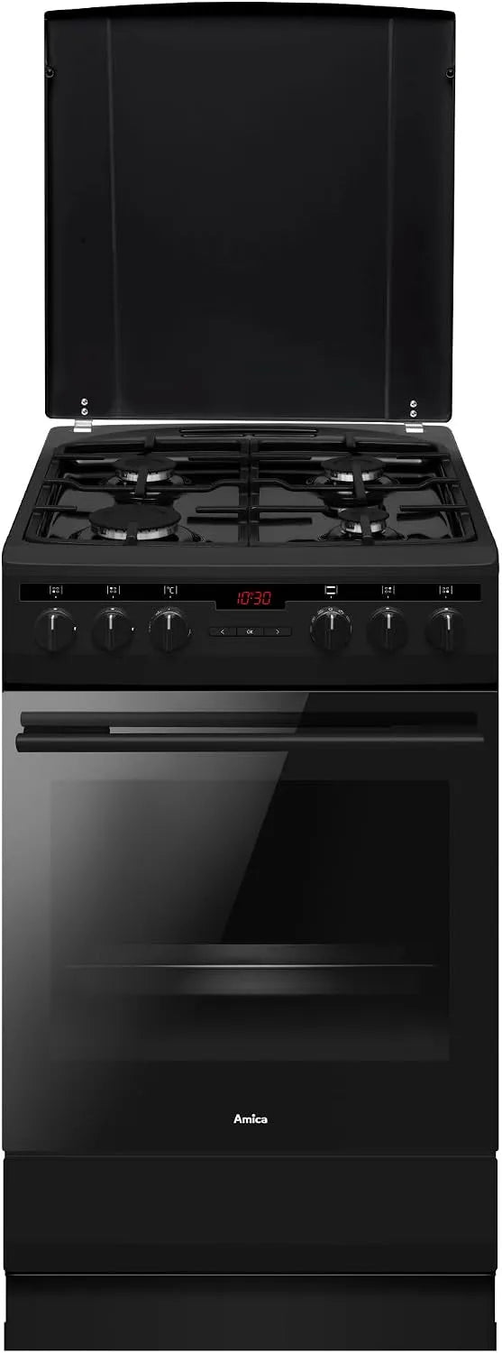 Amica, Komfurer, Standhow 50 cm 65 L Gas Cooceb sort Matt SHEG 904 000 SM, Sort, 50 cm, 65 L, 7, 4 kW, 3 l