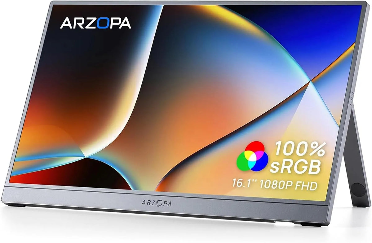 ARZOPA Switch-Z1C 1080P, Skærme, Portable Monitor 16.1 ' sRGB Portable Monitor for Laptop FHD HDR, Space Gray, Grå, 16.1 ', 780 g, 0, 37 inch