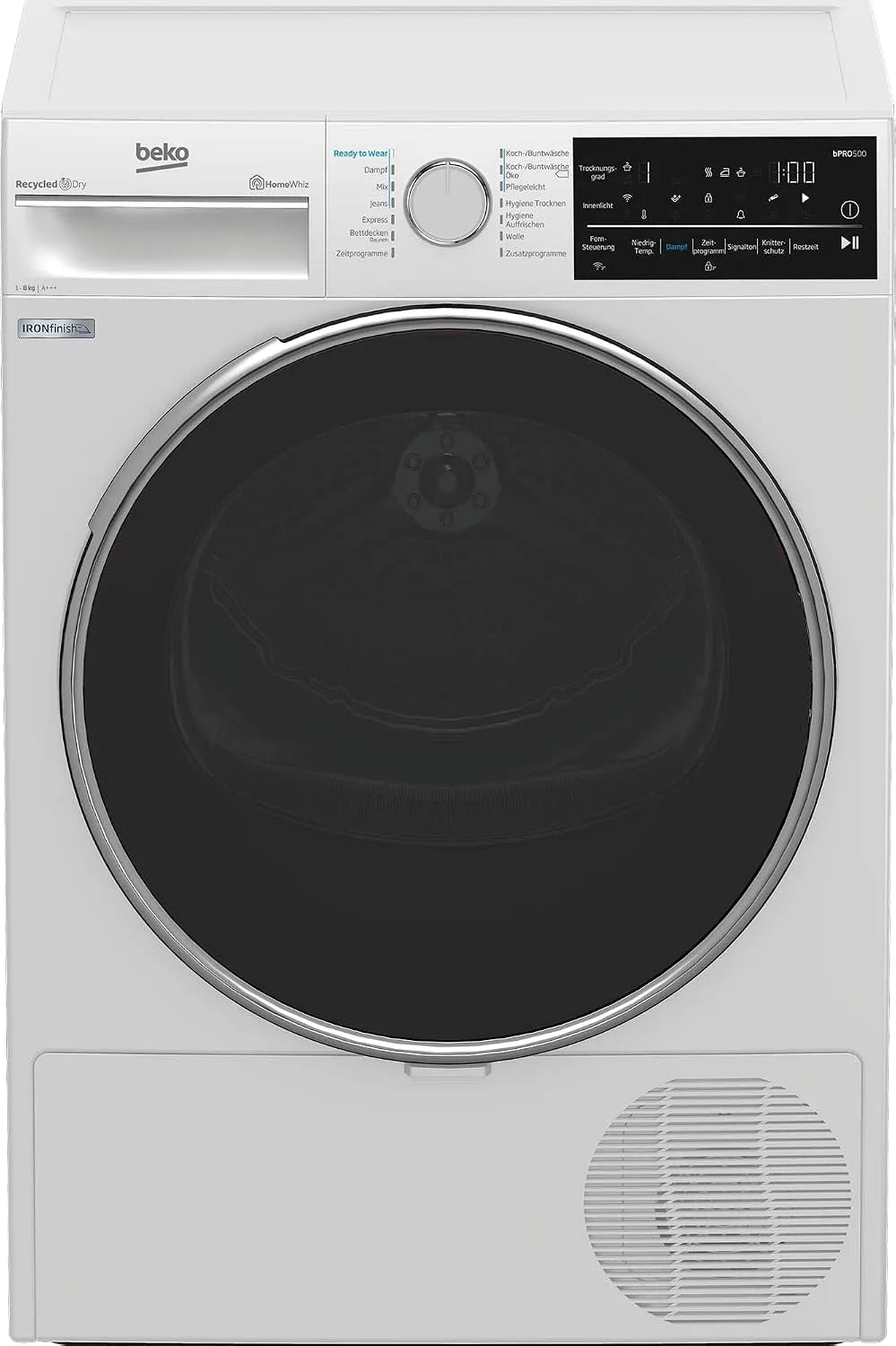 Beko B5T62243W, Varmepumpetørretumblere, tørretumbler 8 kg, forloader varmepumpe tørretumbler, allergipatient egnet, 14, Hvid, 62243W, 8 kg