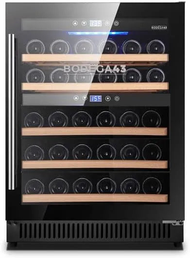 BODEGA43-40, Vinkøleskabe, 40 Vinkøleranlæg - Fritstående vinklimaskab med 2 zoner, 5-20 oC, 130 liter, Sort, 40 V, 130 l, 40dB