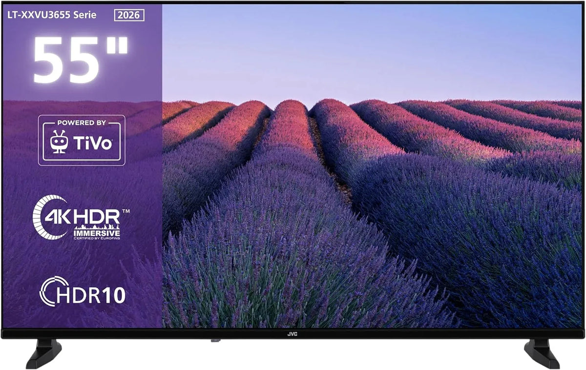 JVC LT-55VU3655, Bærbare TV'er, LT- TV 55 tommer Smart TV (139 cm) med 4K UHD opløsning, Sort, 55V, 139 cm, 4K, 128 cm