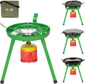 Mianova 4in1, Campingovne, Campingovn + flade bagere + BBQ + Wok Grill + 4 x 500g Butane Gas, Grøn, 4 x 500, 4 g, 1, 8 kW, 08 KW