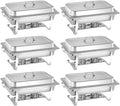 TRDEWR 6PCS, Varmeplader og madvarmere, Multifunktionel komfur, kaffer i rustfrit stål med store pander, catering buffet, Sølv, 11 l, 5 × 60 × 29