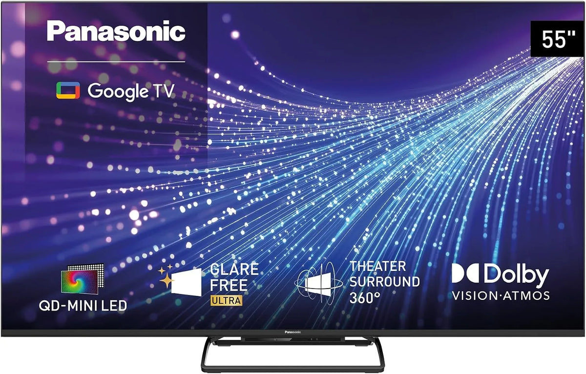 Panasonic TN-55W95C, Bærbare TV'er, TN, 4K UHD QD- Mini LED-tv, Glare Free Ultra, Google TV, Sort, 55W, 4K, Mini LED, 2G