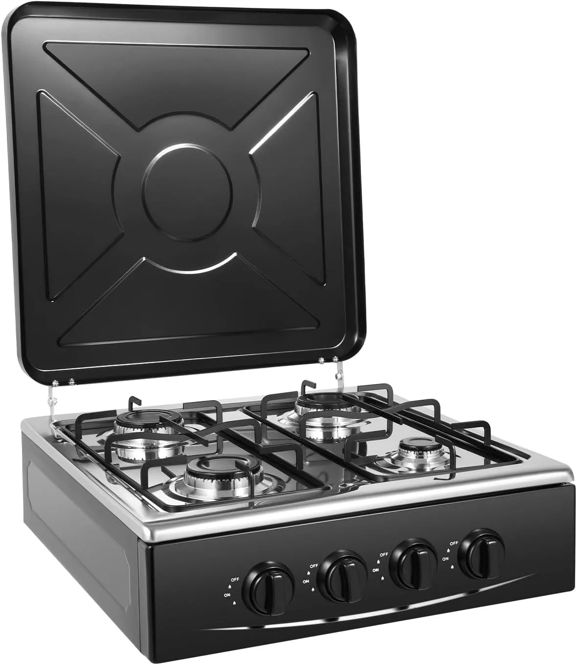 Bdneygtyr, Kogeplader, Gas komfur Propan 4 flammer Gas Kochfeld Udendørs Camping Madlavning felt lavet, Sort, 10mm, 3 cm