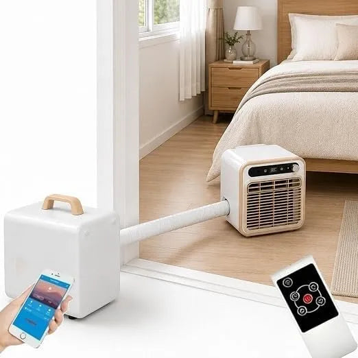 Annuod 12-Stunden-Timer 12-timers, Split-klimaanlæg, Split klimaanlæg til undervejs, Stille camping klimaanlæg med Wi- Fi og, Hvid, 24V, 48V