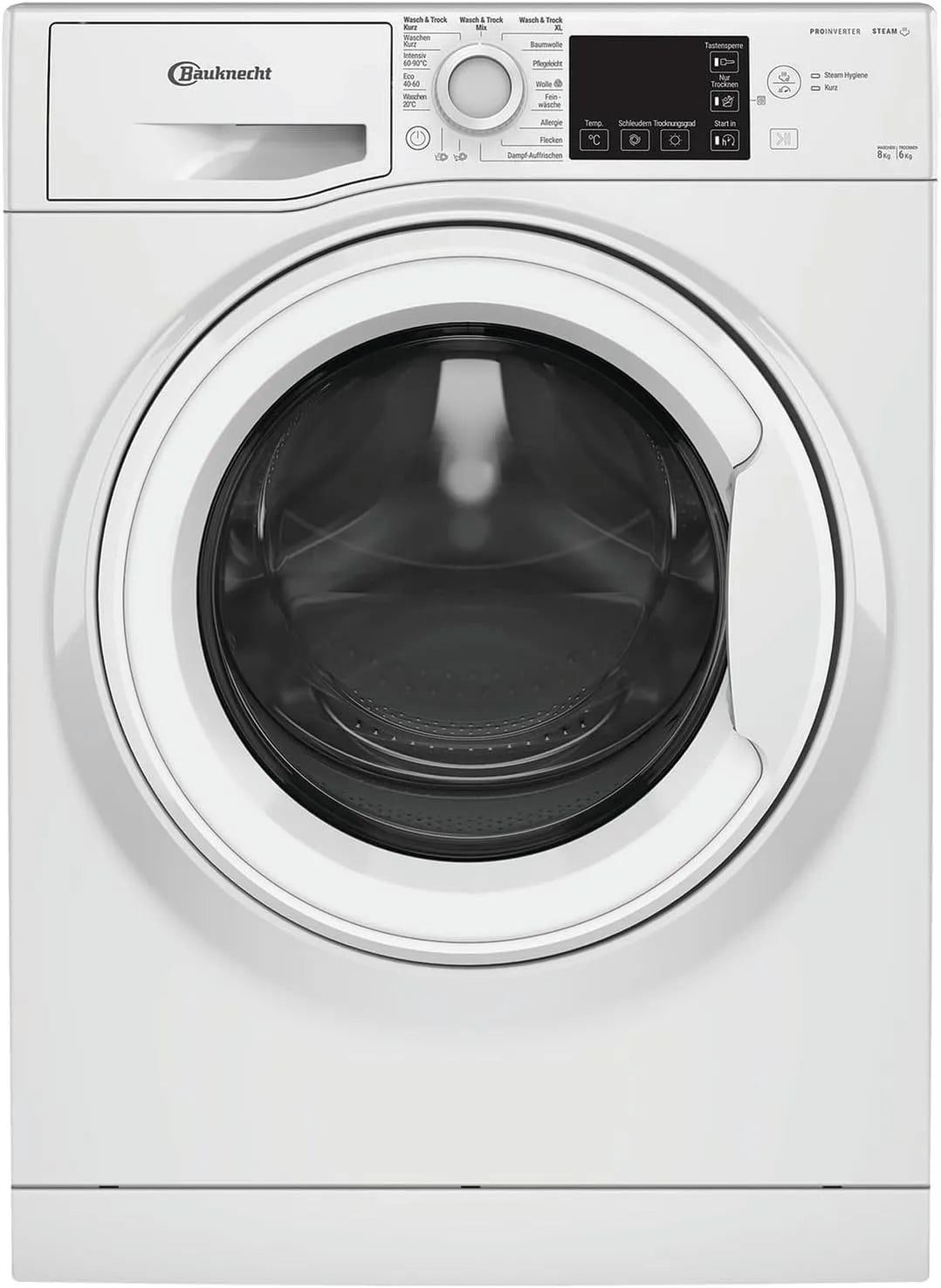 Bauknecht, Vaskemaskiner, WD Eco Shield 8614 D vasketørrer, 8 kg vask, 6 kg tørring, plet 40 °, Steam, Hvid, 8 kg, 6 kg, 1400 rpm