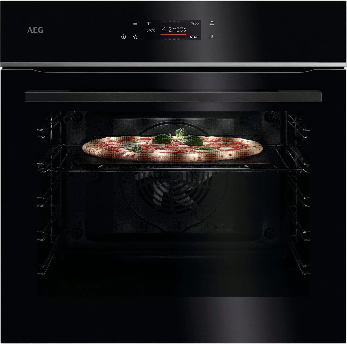 AEG TX7PB62WSB, Ovne, WiFi Pizzaofen bages ved 340 ° C Pizza på blot 150 sekunder i restaurant, Sort, 62W