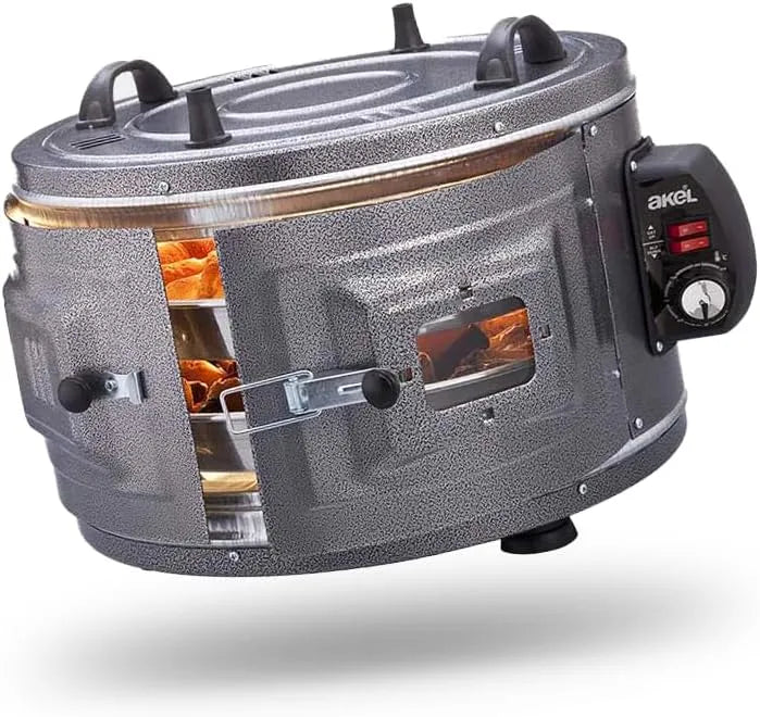 AKEL AF210, Miniovne, elektrisk runde bagning Oven XL Mini- Oven Pizza Oven Portable, Two-Stage, Sort / sølv