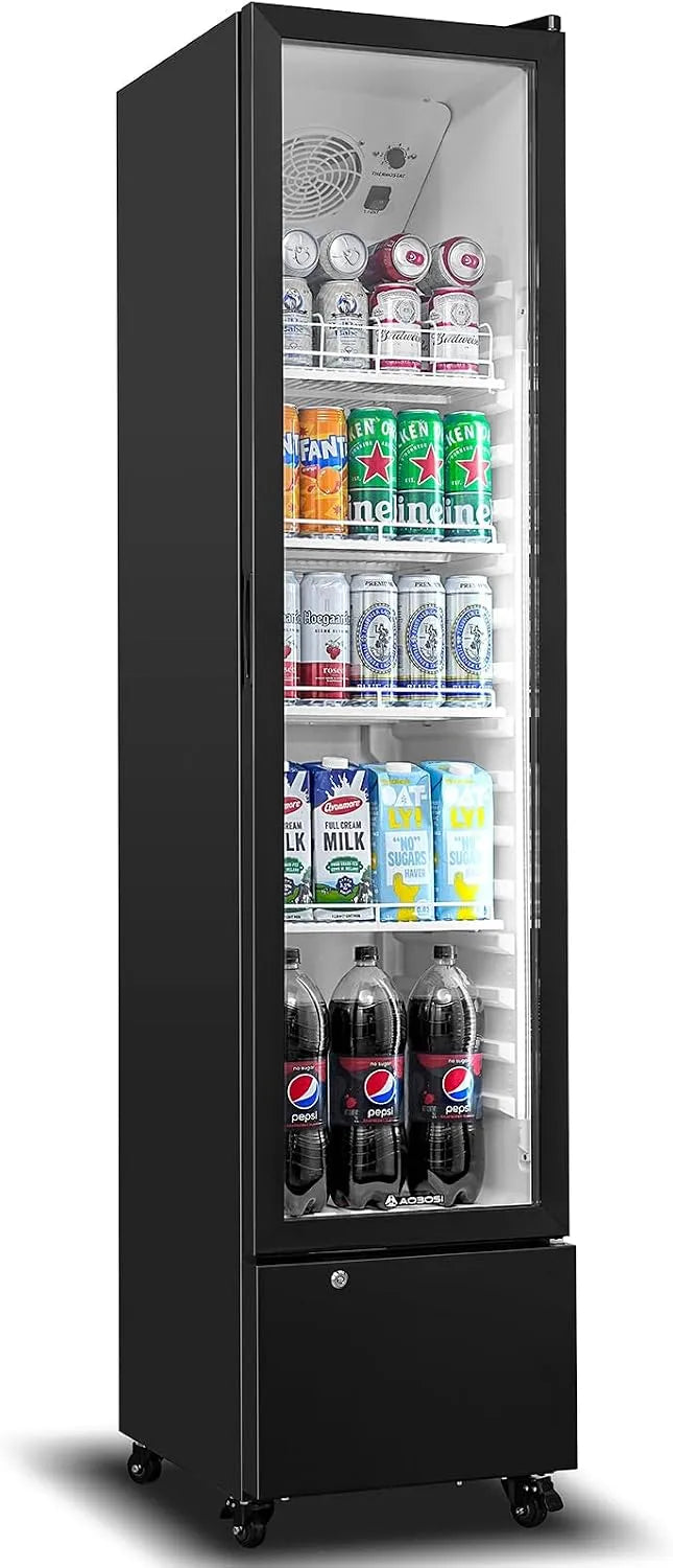 AAOBOSI, Drikkevarekøleskabe, 230L Drikkevarekøleskab med glasdør, Hvid, 230L, 20 cm, 5L