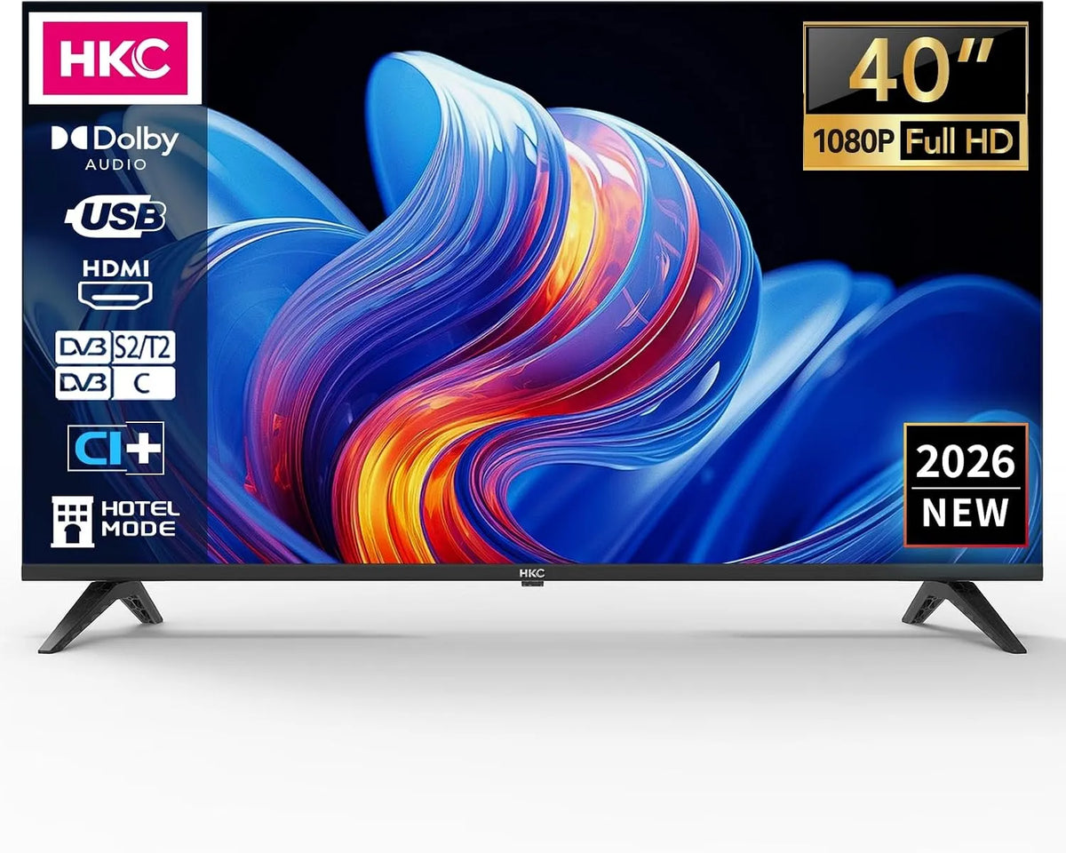 HKC H40Q1F-NS, Bærbare TV'er, TV 40 inches (100cm), Fuld HD uden Smart-funktion, Sort, 40 inch, 100cm, 45x1, 100 x 100 mm